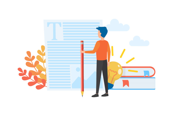 wektorowy rysunek copywriter ekspert